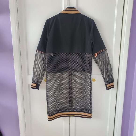 Women's Small Black And Rose Gold Sporty Sheer Varsity Jacket By Lime - Picture 7 of 9